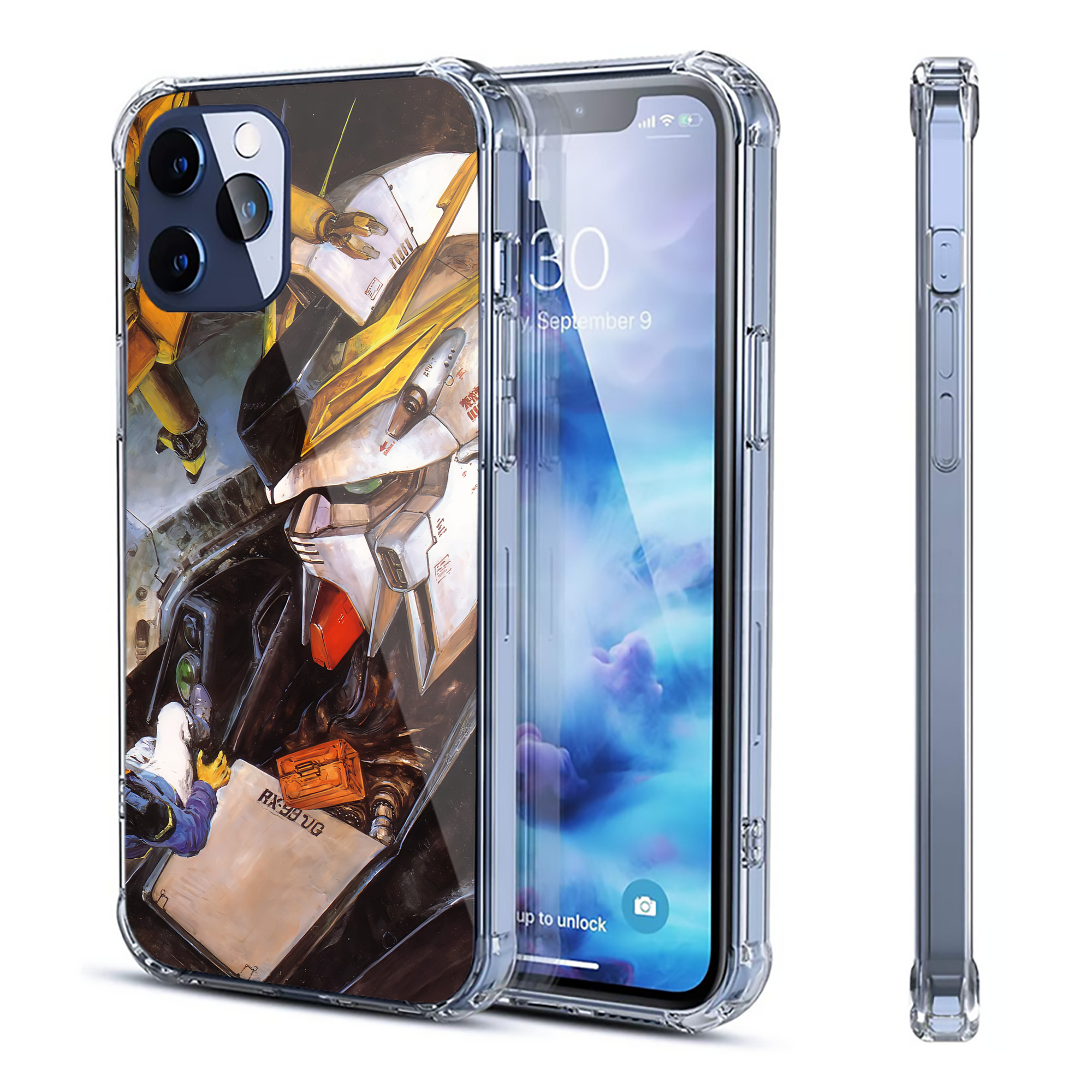 （画像用） 機動戦士ガンダム Mobile Suit Gundam 【iPhone 12シリーズ対応】透明スマホケース（クリアソフトケース）